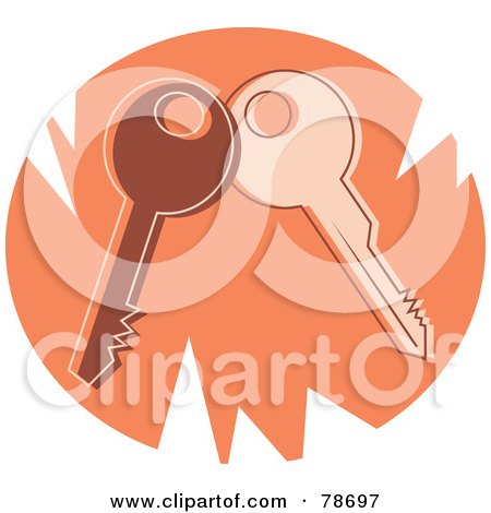 Royalty-Free (RF) Clipart Illustration of Two Keys On A Jagged Orange Circle by Prawny