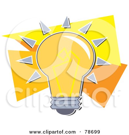 Royalty-Free (RF) Clipart Illustration of a Shining Orange Electric Light Bulb by Prawny