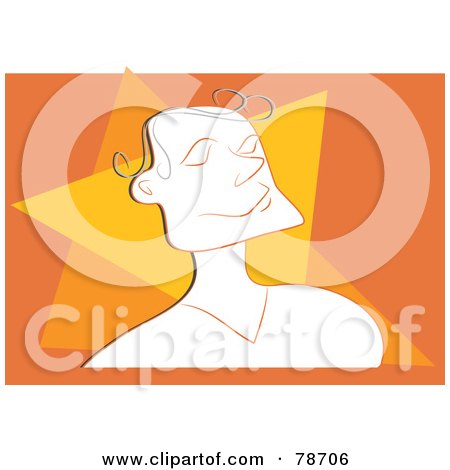 Royalty-Free (RF) Clipart Illustration of a Pleased Man Smiling Over An Orange Background by Prawny