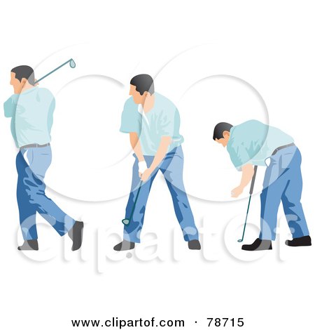 Royalty-Free (RF) Clipart Illustration of a Digital Collage Of A Man In Three Golf Poses by Prawny
