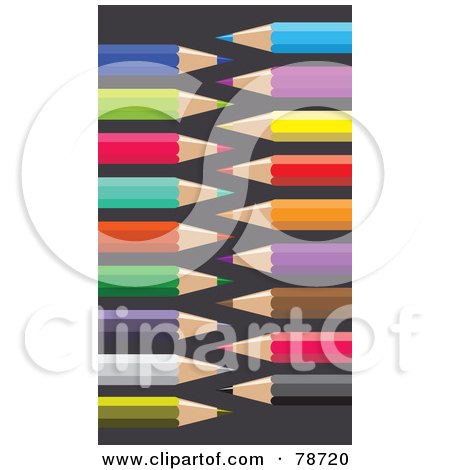 Royalty-Free (RF) Clipart Illustration of Colored Pencils Arranged On A Gray Background by Prawny