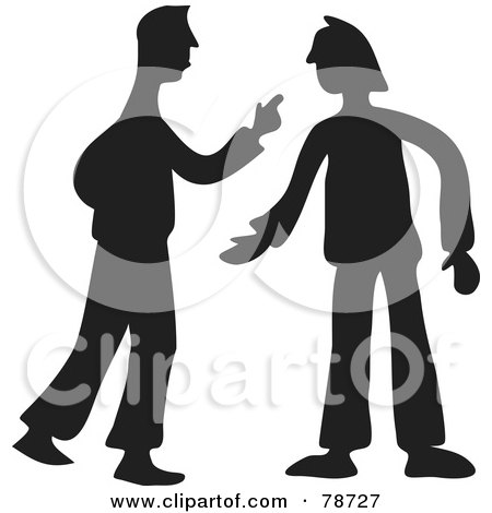 Royalty-Free (RF) Clipart Illustration of a Black Silhouette Of Two Men Arguing by Prawny