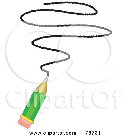 Royalty-Free (RF) Clipart Illustration of a Green Pencil Drawing A Squiggle by Prawny
