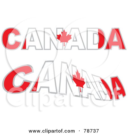 Royalty-Free (RF) Clipart Illustration of a Digital Collage Of Two Canada Words With The Maple Leaf by Prawny