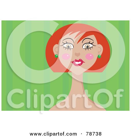 Royalty-Free (RF) Clipart Illustration of a Redhead Woman Over Green by Prawny