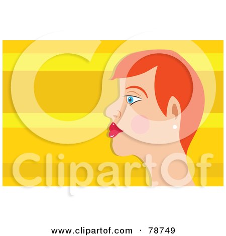 Royalty-Free (RF) Clipart Illustration of a Redhead Woman In Profile Over Orange by Prawny