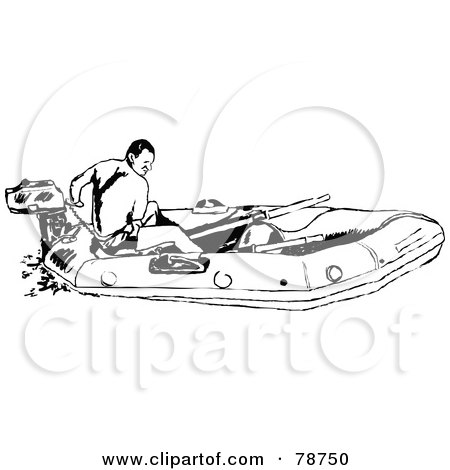 Royalty-Free (RF) Clipart Illustration of a Black And White Man Steering A Raft by Prawny