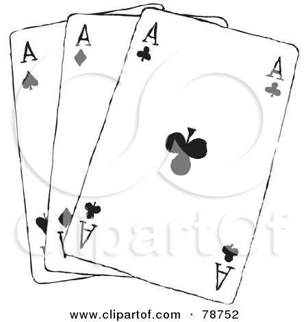 Royalty-Free (RF) Clipart Illustration of Three Black And White Ace Playing Cards by Prawny