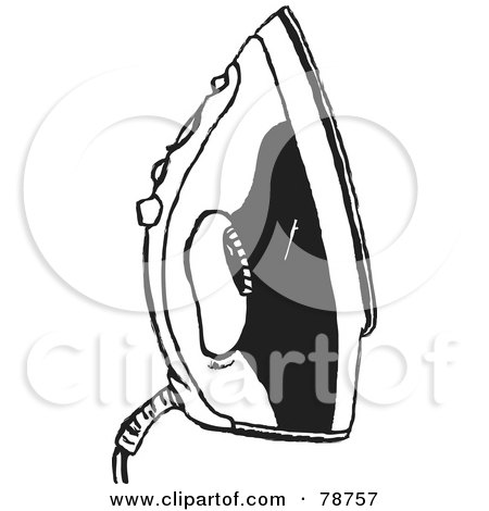 Royalty-Free (RF) Clipart Illustration of a Black And White Electric Iron by Prawny
