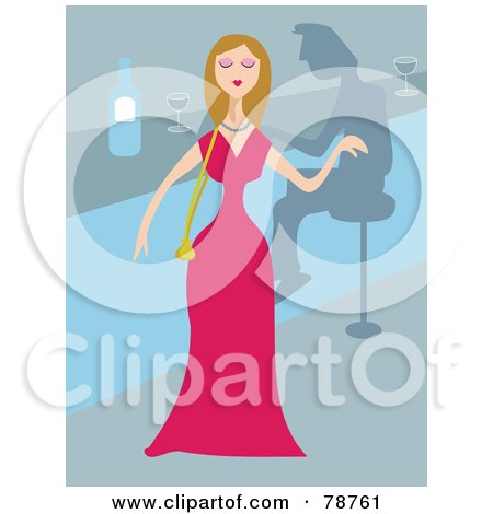 Royalty-Free (RF) Clipart Illustration of a Pretty Posh Woman Standing In A Bar by Prawny