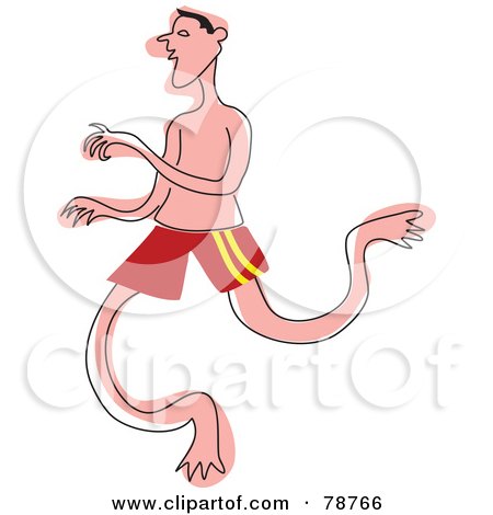Royalty-Free (RF) Clipart Illustration of a Man Running In His Swim Shorts by Prawny