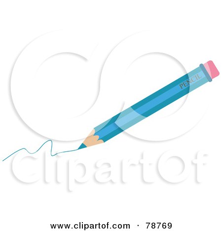 Royalty-Free (RF) Clipart Illustration of a Drawing Blue Colored Pencil by Prawny