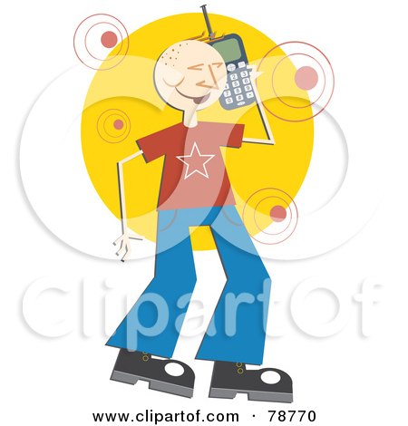 Royalty-Free (RF) Clipart Illustration of a Chatty Happy Guy Using a Cell Phone by Prawny