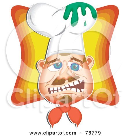 Royalty-Free (RF) Clipart Illustration of a Grumpy Head Chef With A Splatter On His Hat by Prawny