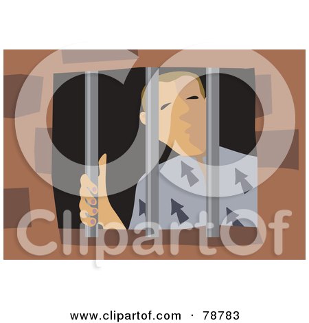 Royalty-Free (RF) Clipart Illustration of a Jailed Prisoner Looking Around His Bars by Prawny