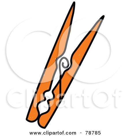 Royalty-Free (RF) Clipart Illustration of an Orange Clothes Pin by Prawny