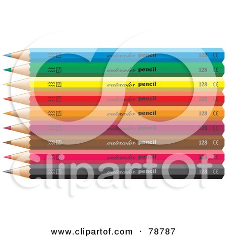 Royalty-Free (RF) Clipart Illustration of Blue, Green, Yellow, Red, Orange, Purple, Brown, Pink And Gray Colored Pencils by Prawny