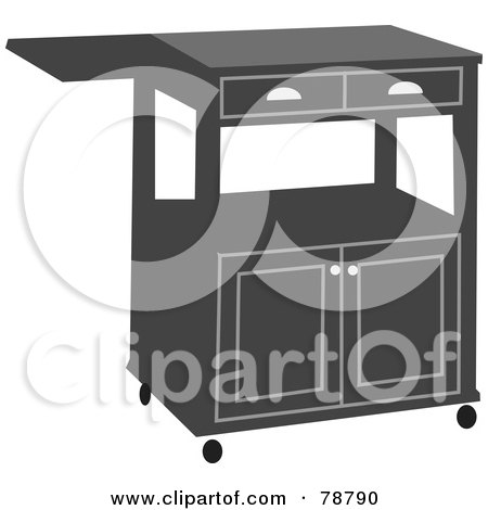 Royalty-Free (RF) Clipart Illustration of a Gray Kitchen Cart by Prawny