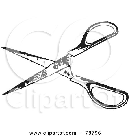 Royalty-Free (RF) Clipart Illustration of a Pair Of Sharp Black And White Scissors by Prawny