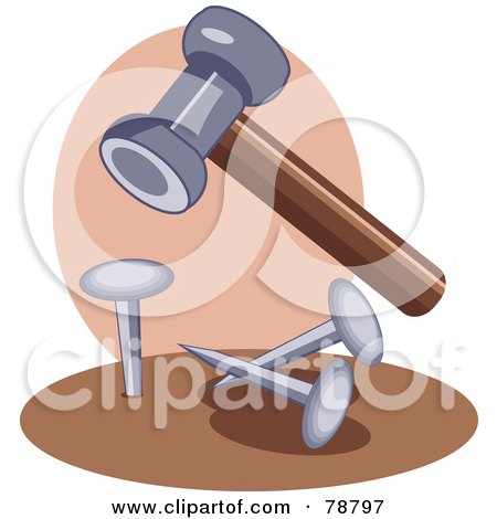 Royalty-Free (RF) Clipart Illustration of a Hammer Nailing Nails by Prawny