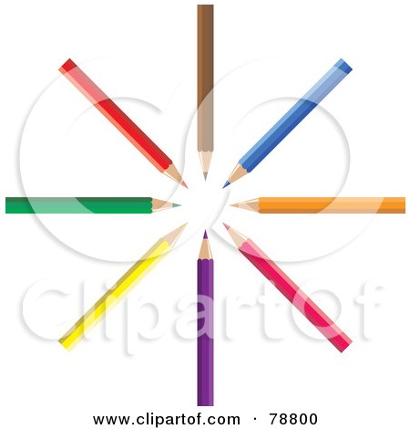 Royalty-Free (RF) Clipart Illustration of a Colorful Circle Of Pencils by Prawny