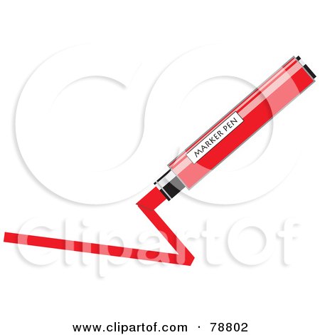 Royalty-Free (RF) Clipart Illustration of a Drawing Red Permanent Marker Pen by Prawny