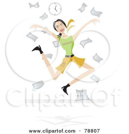 Royalty-Free (RF) Clipart Illustration of an Excited Woman Tossing Paperwork by Prawny