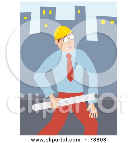Royalty-Free (RF) Clipart Illustration of a Male Architect Carrying ...