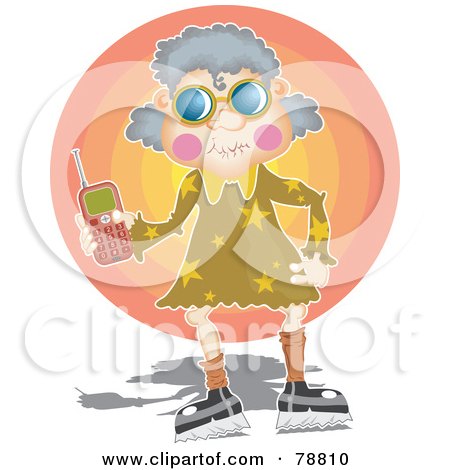Royalty-Free (RF) Clipart Illustration of a Granny Woman Holding A Cell Phone by Prawny