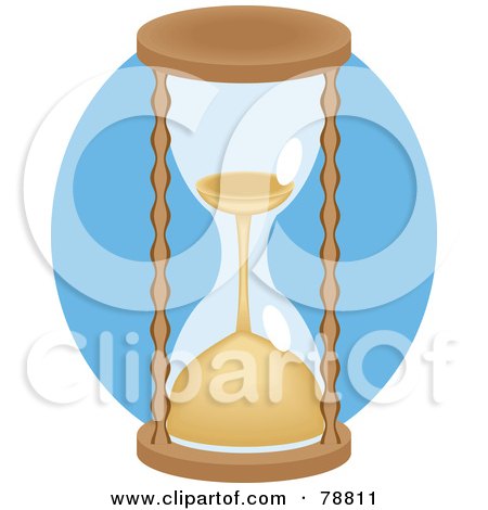 Royalty-Free (RF) Clipart Illustration of a Draining Hourglass Over Blue by Prawny