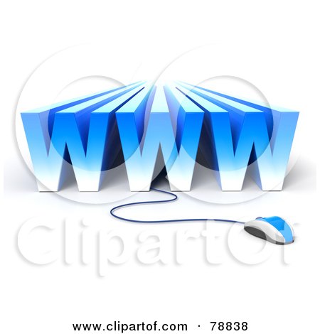 Royalty-Free (RF) Clipart Illustration of a 3d Blue WWW Connected To A Computer Mouse by Tonis Pan