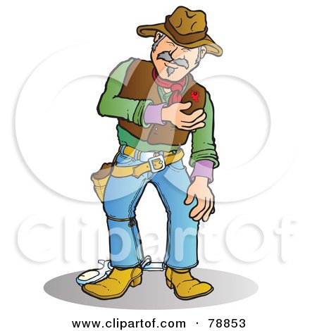 Royalty-Free (RF) Clipart Illustration of a Bleeding Western Cowboy Man With A Bullet Wound by Snowy