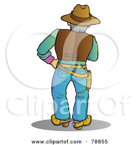 Royalty-Free (RF) Clipart Illustration of a Wounded Western Cowboy Man Walking Away by Snowy