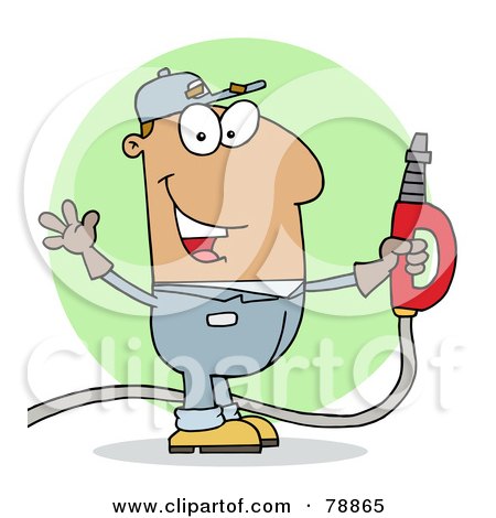 Royalty-Free (RF) Clipart Illustration of a Hispanic Cartoon Gas Station Attendant Man by Hit Toon