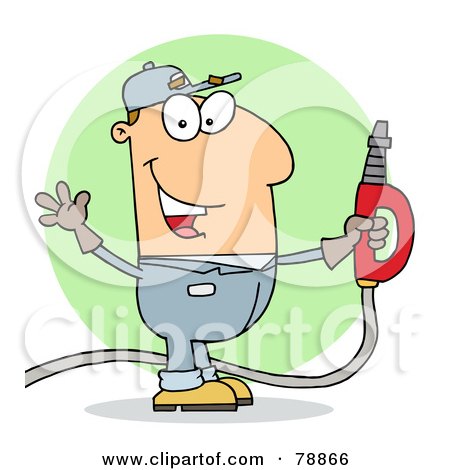 Royalty-Free (RF) Clipart Illustration of a Caucasian Cartoon Gas Station Attendant Man by Hit Toon