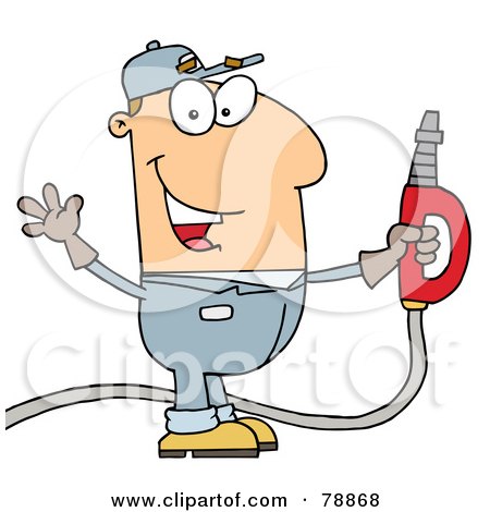Royalty-Free (RF) Clipart Illustration of a Caucasian Cartoon Gas Attendant Man by Hit Toon