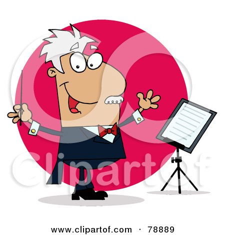 Royalty-Free (RF) Clipart Illustration of a Tan Cartoo Conducting Man by Hit Toon