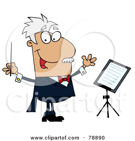 Royalty-Free (RF) Clipart Illustration of a Tan Cartoon Music Conductor Man by Hit Toon