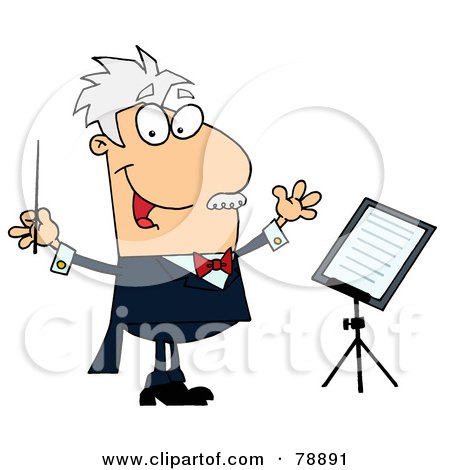 Royalty-Free (RF) Clipart Illustration of a Caucasian Cartoon Music Conductor Man by Hit Toon