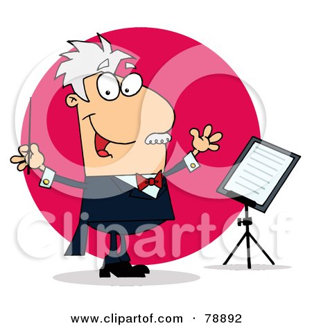 Royalty-Free (RF) Clipart Illustration of a Caucasian Cartoon Conducting Man by Hit Toon