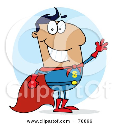 Royalty-Free (RF) Clipart Illustration of a Hispanic Cartoon Super Hero Man by Hit Toon