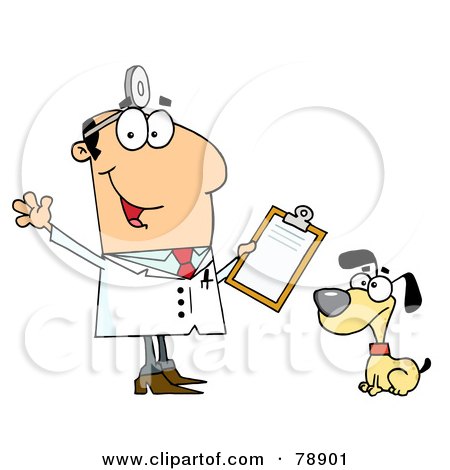 Royalty-Free (RF) Clipart Illustration of a Caucasian Cartoon Dog Veterinarian Man by Hit Toon