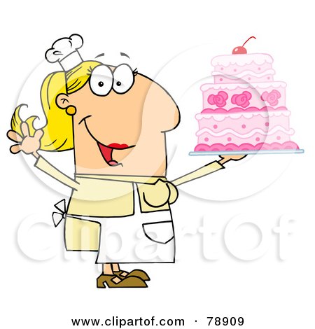 Royalty-Free (RF) Clipart Illustration of a Caucasian Cartoon Cake Baker Woman by Hit Toon