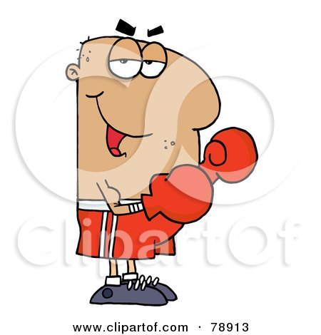 Royalty-Free (RF) Clipart Illustration of a Hispanic Cartoon Boxer Man by Hit Toon
