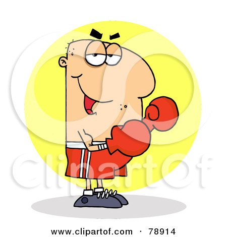 Royalty-Free (RF) Clipart Illustration of a Caucasian Cartoon Boxing Fighter Man by Hit Toon
