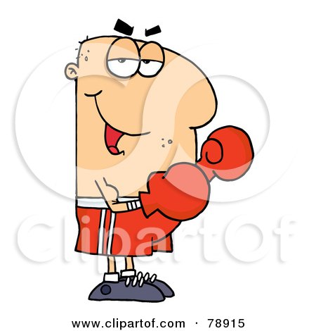 Royalty-Free (RF) Clipart Illustration of a Caucasian Cartoon Boxer Man by Hit Toon