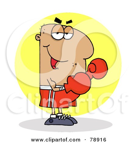 Royalty-Free (RF) Clipart Illustration of a Hispanic Cartoon Boxing Fighter Man by Hit Toon