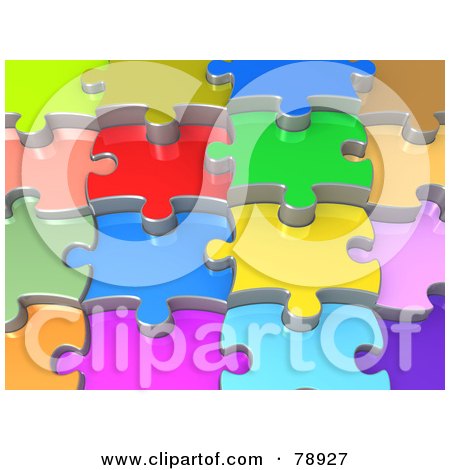 Background Of 3d Colorful Shiny Layers Of Jigsaw Puzzle Pieces Posters, Art Prints