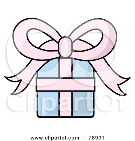 Royalty-Free (RF) Clipart Illustration of a Pastel Blue And Pink Birthday, Christmas, Or Anniversary Gift by Pams Clipart