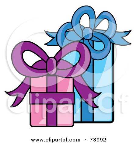 Royalty-Free (RF) Clipart Illustration of Blue, Pink And Purple Presents by Pams Clipart